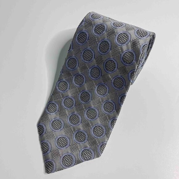 Gianfranco Ferré Grey and Purple Geometric Silk Tie - Picture 1 of 6